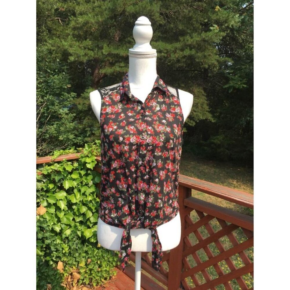 Polly & Esther Women’s Floral Tank Top Large
